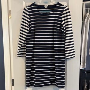 J. Crew Factory Navy and White Striped Long Sleeve Dress
